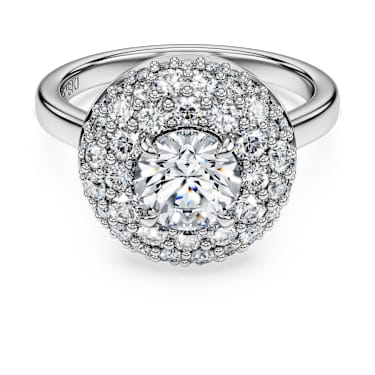 Anillo solitario con halo Eternity Diamantes creados en laboratorio peso total de 2 quilates Talla redonda Oro blanco de 14 quilates